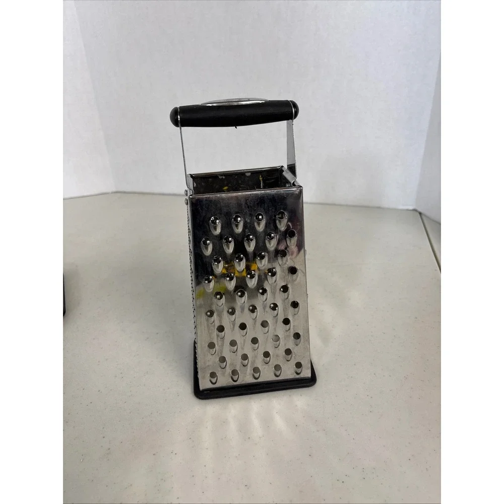 Oneida Stainless Steel Box Grater 4-Sided Cheese Shredder Vegetable Slicer Black
